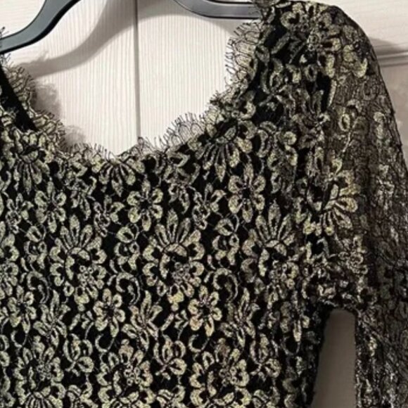 Diane Von Furstenberg Gold Zarita Stretch Lace Shift Dress Size 6 - Picture 5 of 10